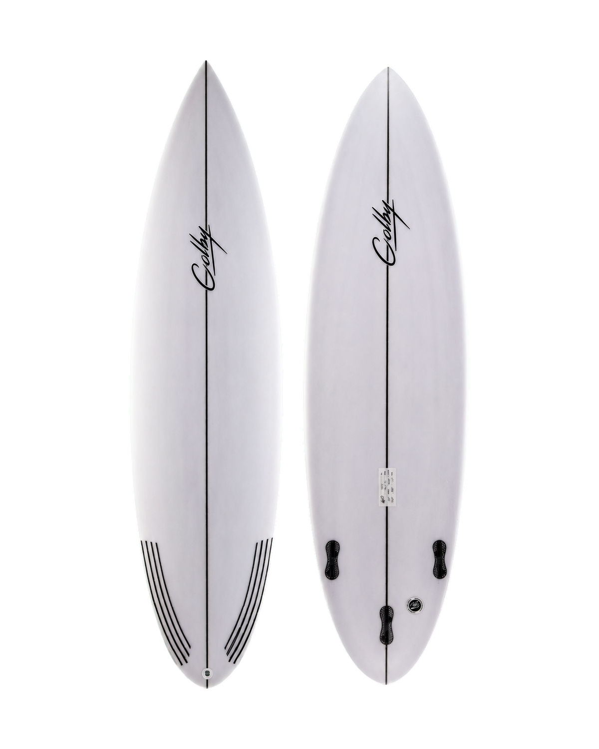 The D-Mode surfboard deck and underside