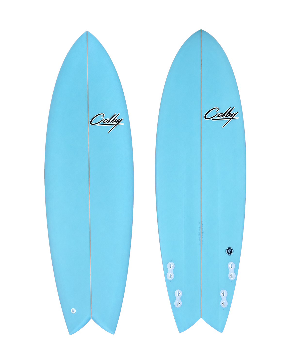 Modern Fish surfboard deck and underside