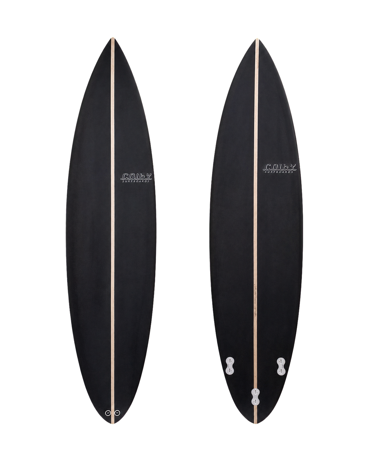 Semi Gun surfboard deck and underside