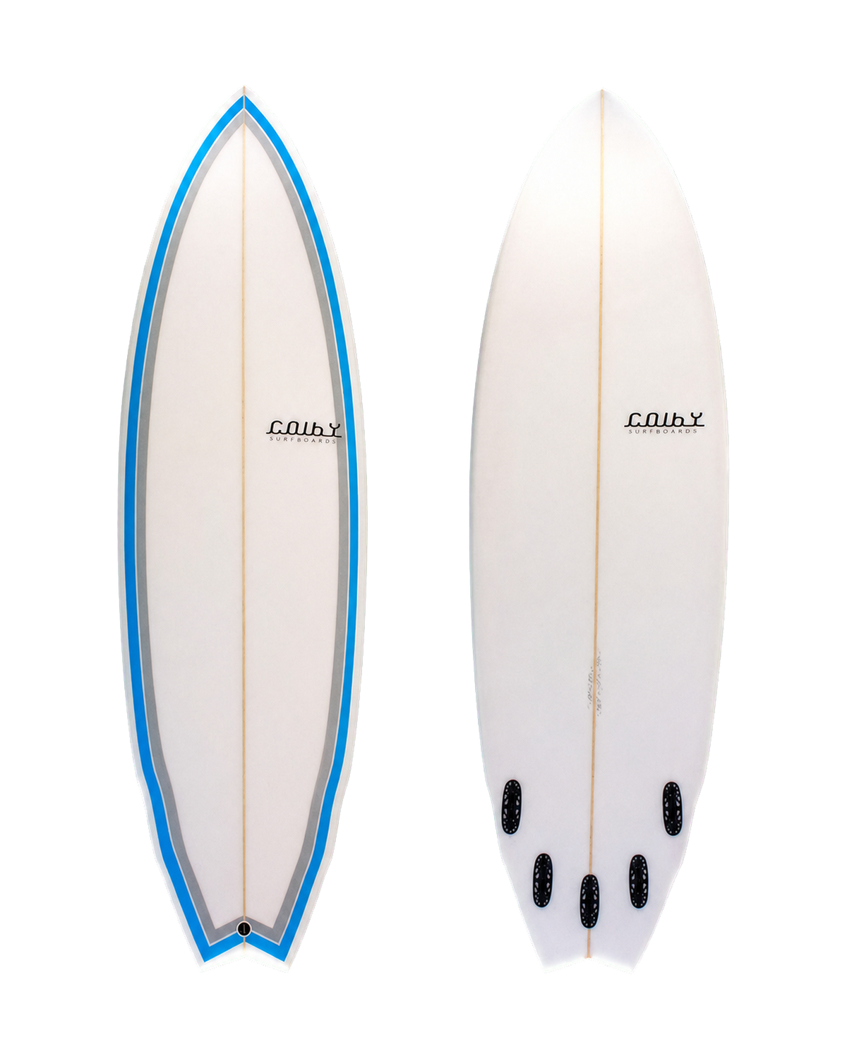 Supa Fish surfboard deck and underside